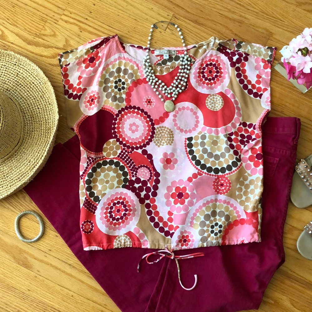 🌺 PRETTY Petro Zillia 100% Silk Blouse Misses Sm!